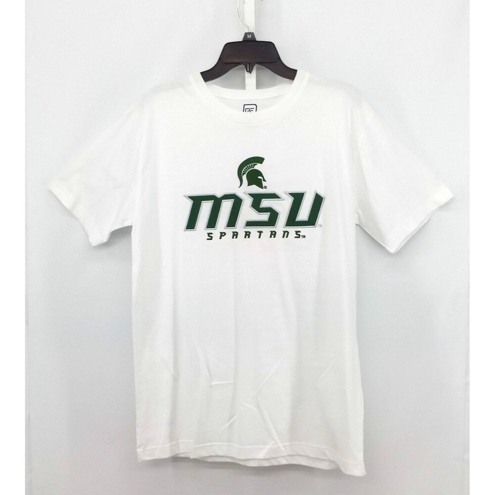 Michigan State University Shirt Mens Medium White Embroidered Logo College NCAA
